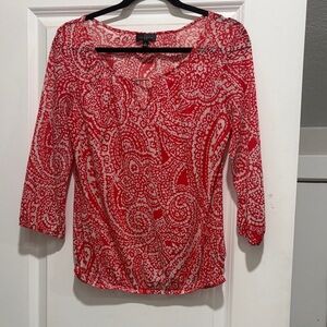 The Limited Red Paisley Print Long Sleeve Top